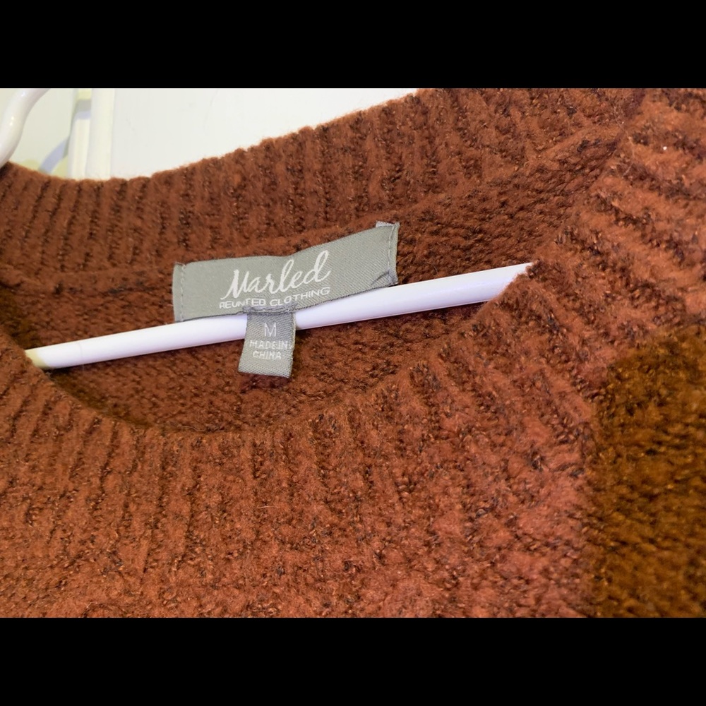 Medium Marled Rust Side Button Pullover Sweater - Picture 6 of 7